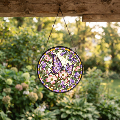 Maternal Wings Butterfly Glass Suncatcher Hanging Window Ornament