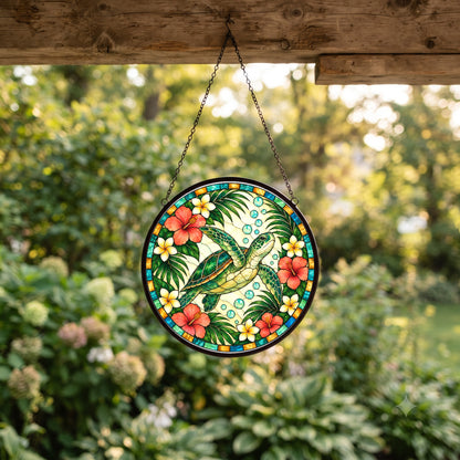 Serene Sea Turtle Suncatcher Ornament for Coastal Window Decor
