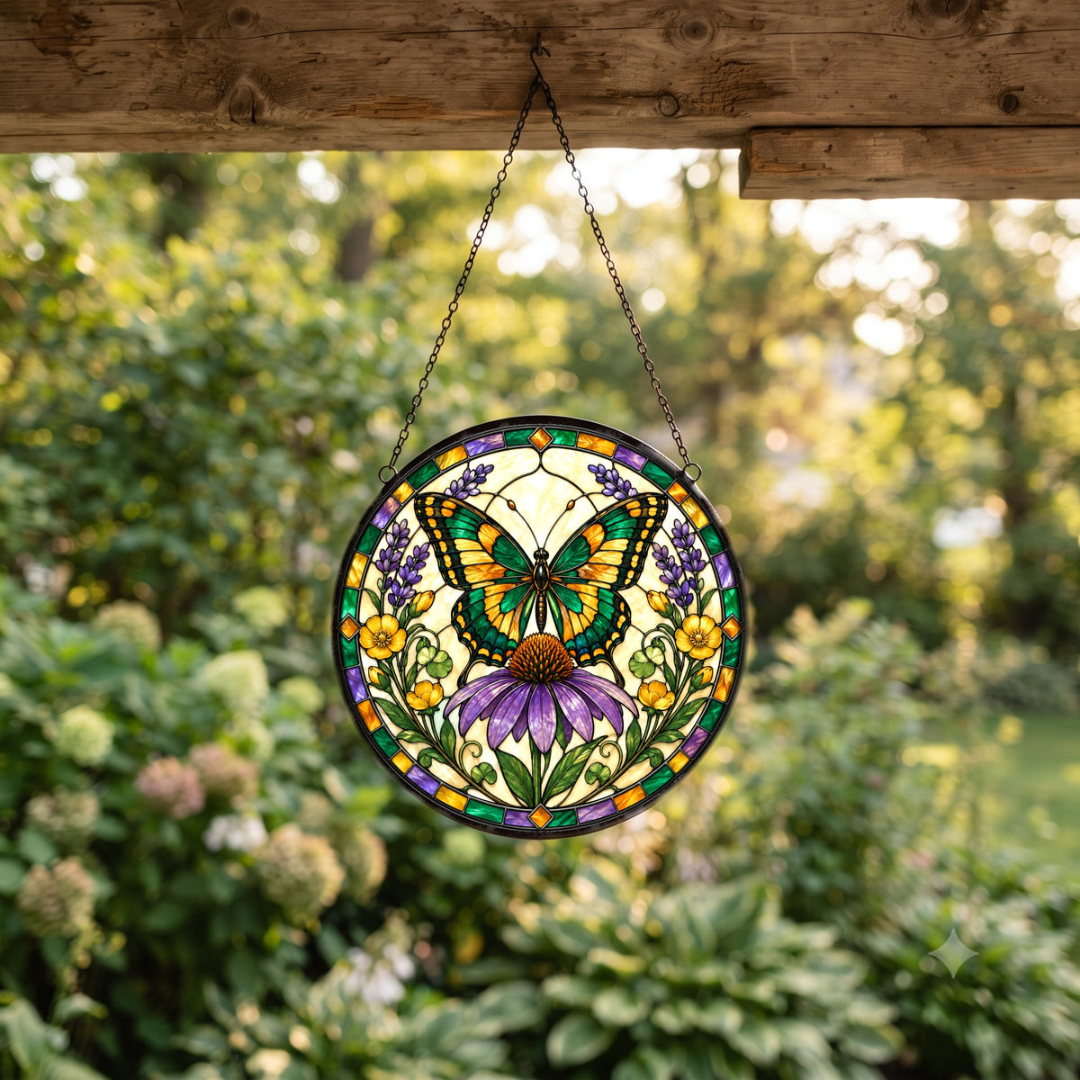 Swallowtail Butterfly and Coneflower Suncatcher Ornament Window Decor
