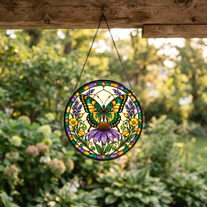 Swallowtail Butterfly and Coneflower Suncatcher Ornament Window Decor