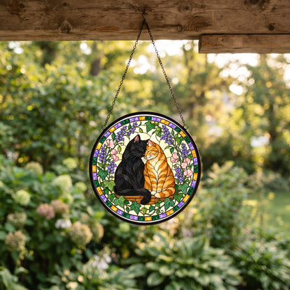 Affectionate Cats Suncatcher, Glass Pet Lover Window Ornament