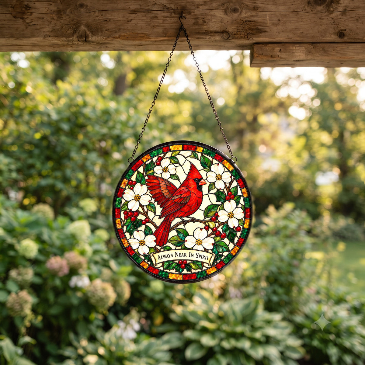 Cardinal Messenger of Hope Suncatcher, Memorial Glass Ornament