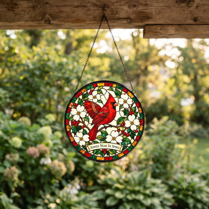 Cardinal Messenger of Hope Suncatcher, Memorial Glass Ornament
