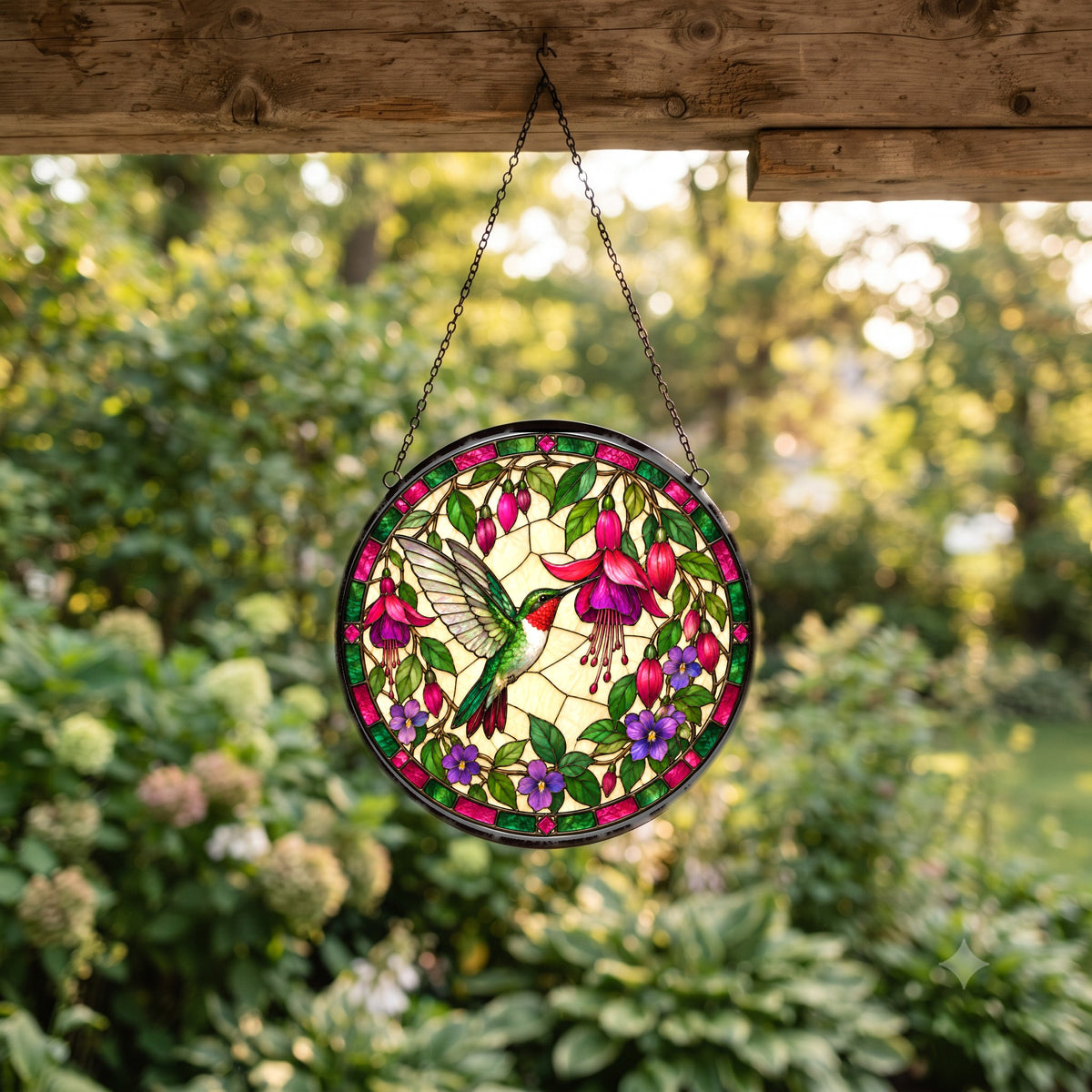 Ruby Hummingbird Glass Suncatcher Hanging Garden Window Ornament
