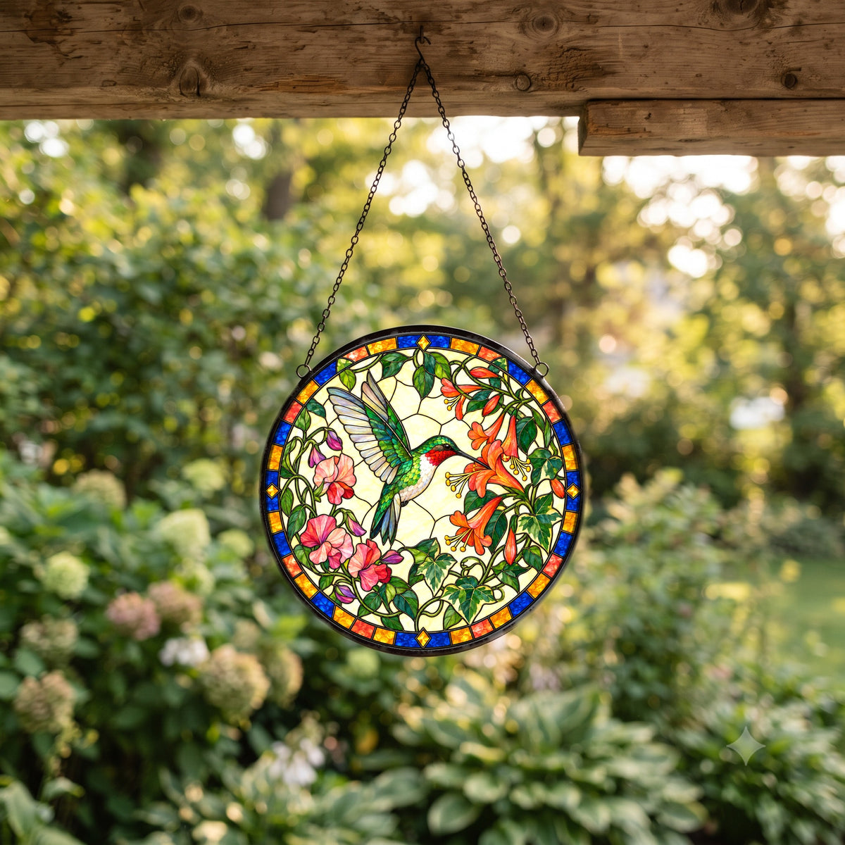 Ruby Nectar Glow Hummingbird Suncatcher Window Hanging Ornament
