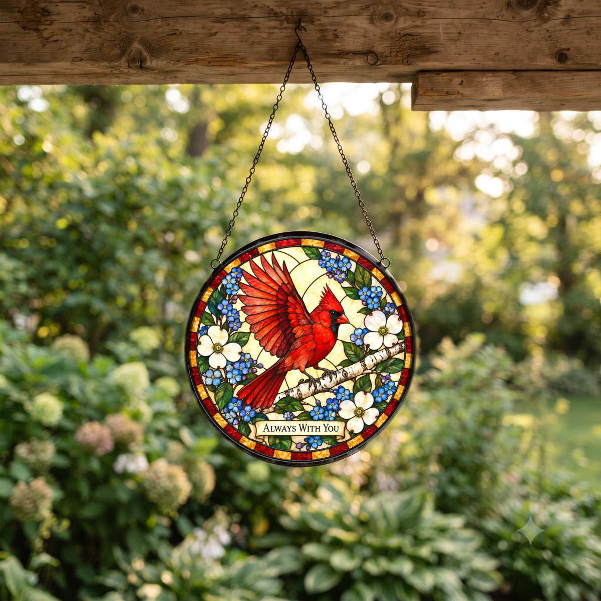 Cardinal Memorial Suncatcher Glass Window Hanging Ornament