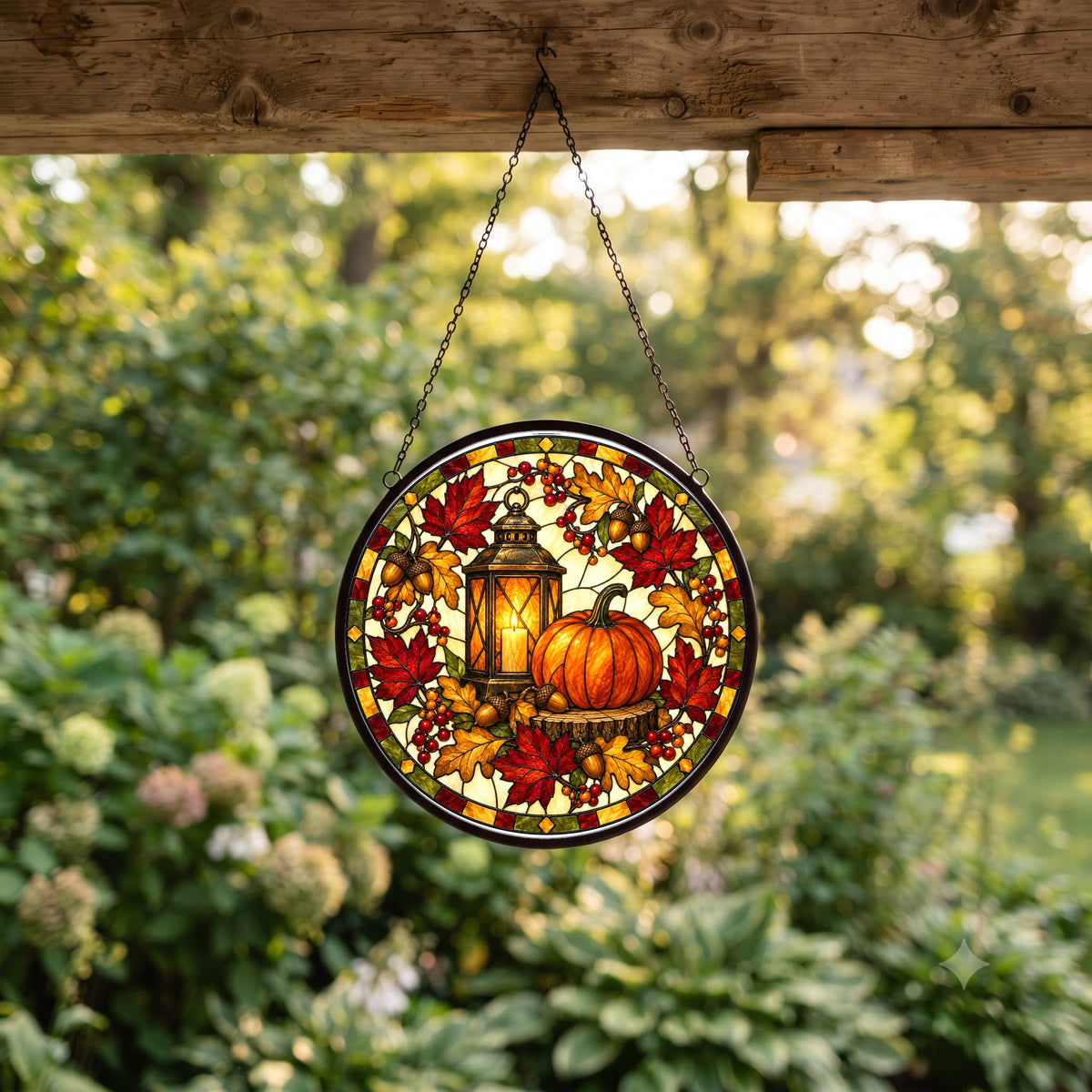 Autumn Glow Lantern Pumpkin Suncatcher Fall Harvest Ornament