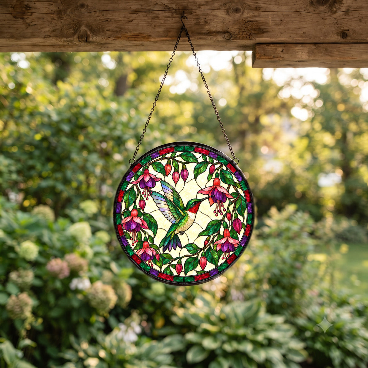Ruby Hummingbird Glass Suncatcher Window Hanging Ornament