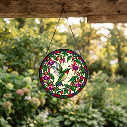 Ruby Hummingbird Glass Suncatcher Window Hanging Ornament