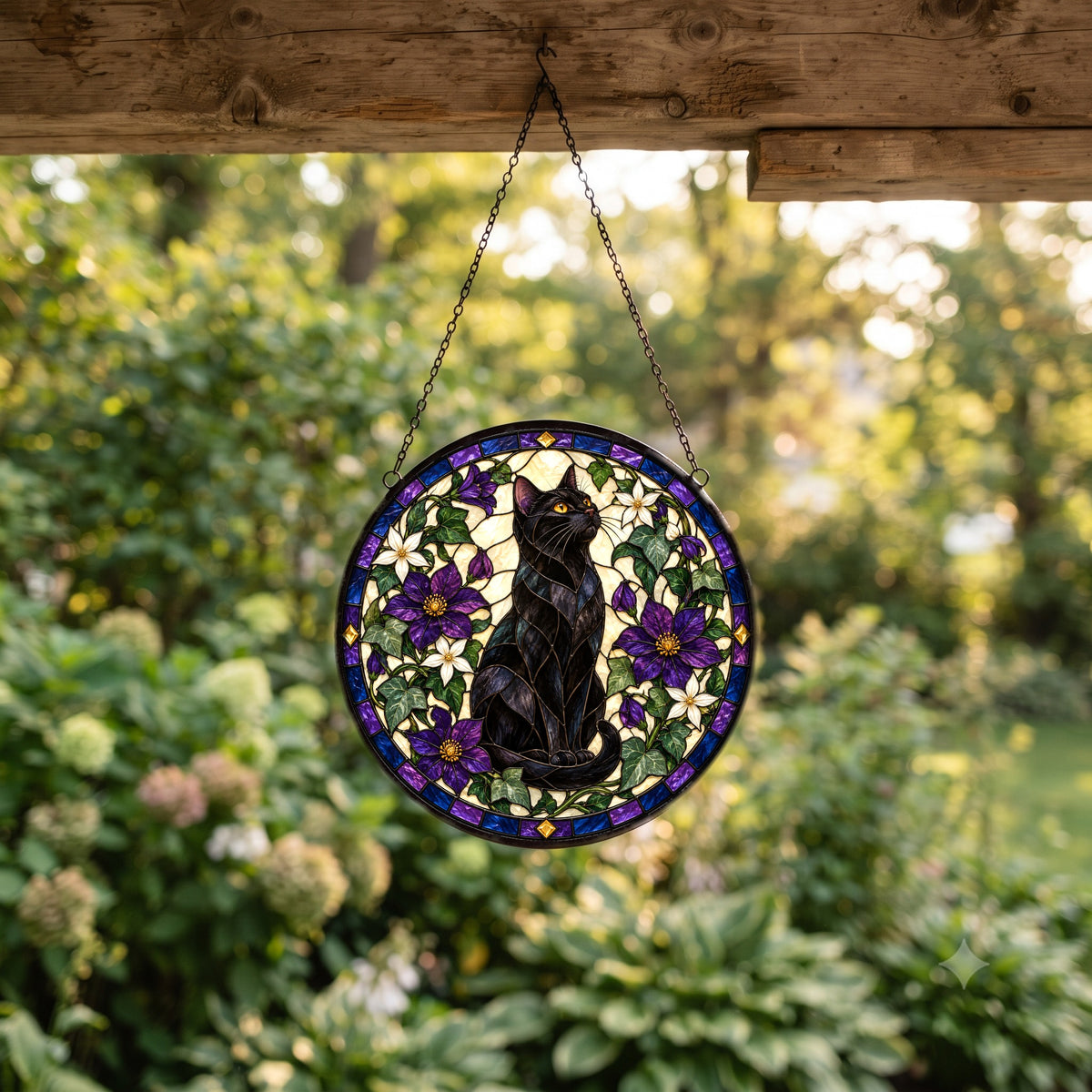 Midnight Familiar Black Cat Suncatcher Hanging Window Ornament