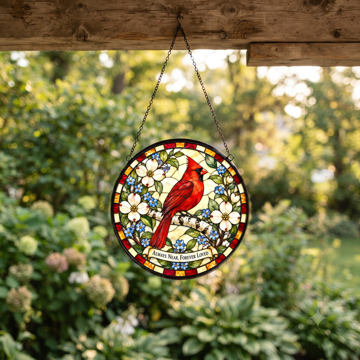 Cardinal of Comfort Memorial Suncatcher, Bereavement Glass Ornament