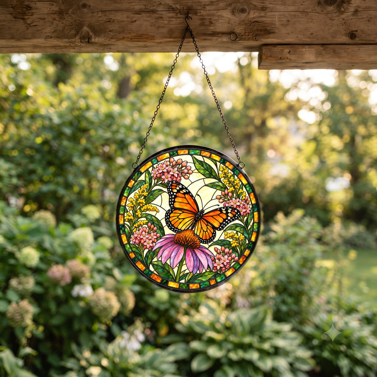 Sunlit Monarch Suncatcher, Glass Butterfly Window Ornament
