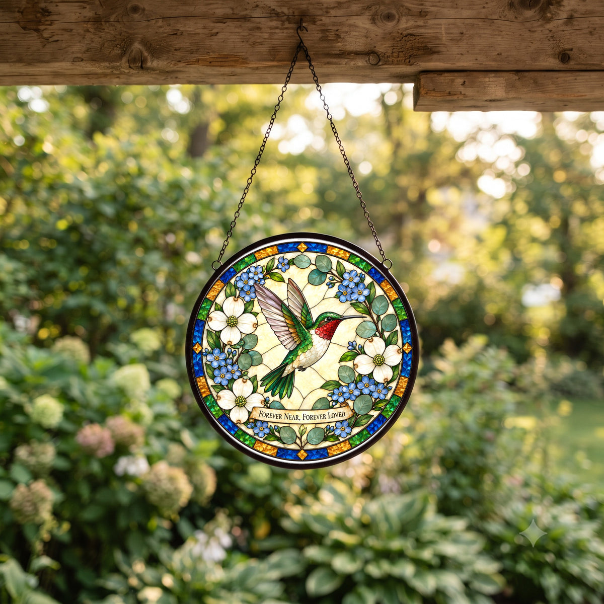 Hummingbird Memorial Suncatcher, Hanging Glass Sympathy Ornament