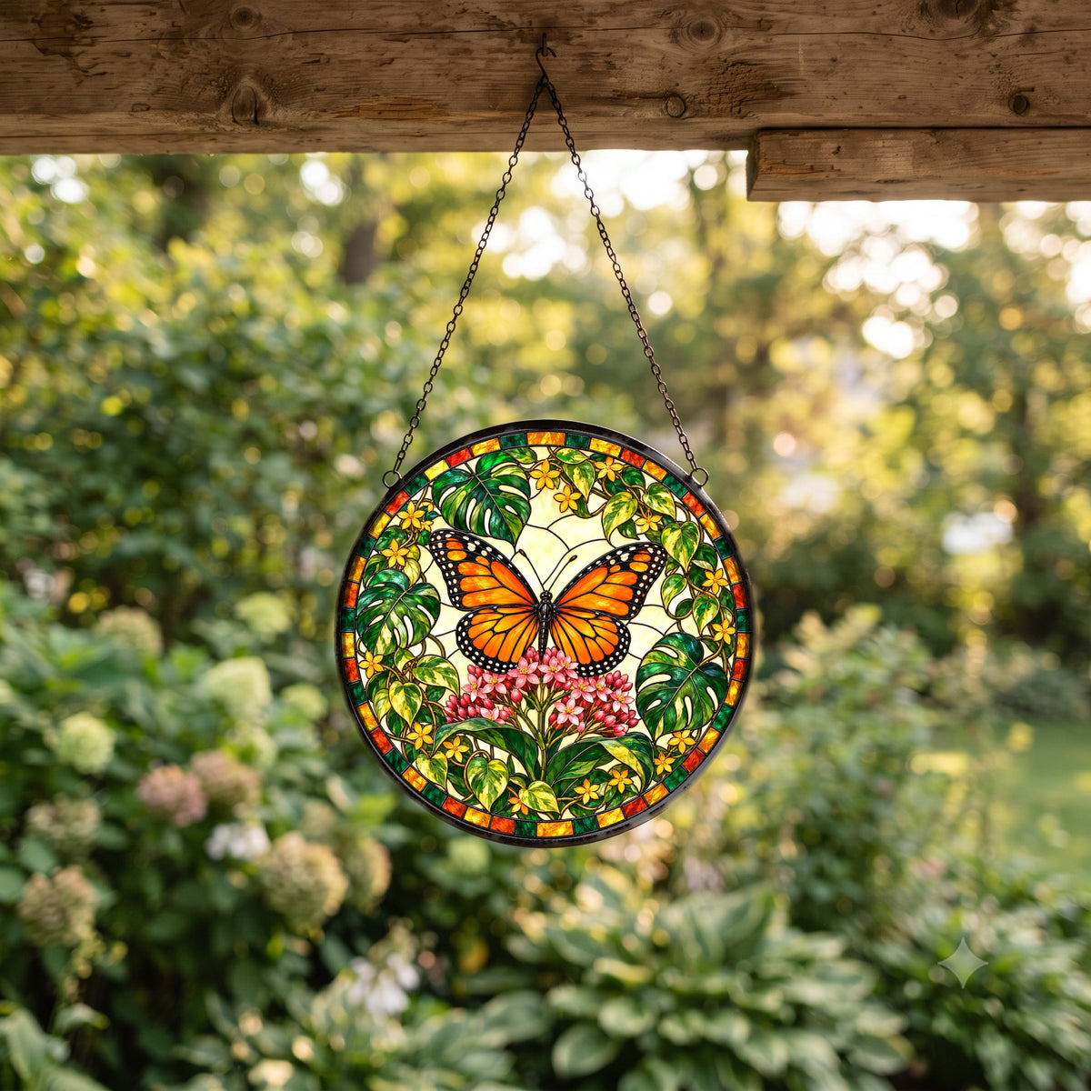 Monarch Butterfly Window Suncatcher, Garden Glass Hanging Ornament