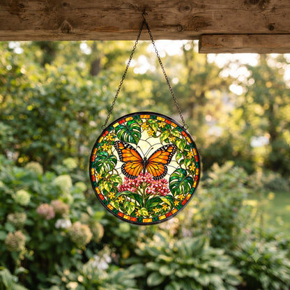 Monarch Butterfly Window Suncatcher, Garden Glass Hanging Ornament