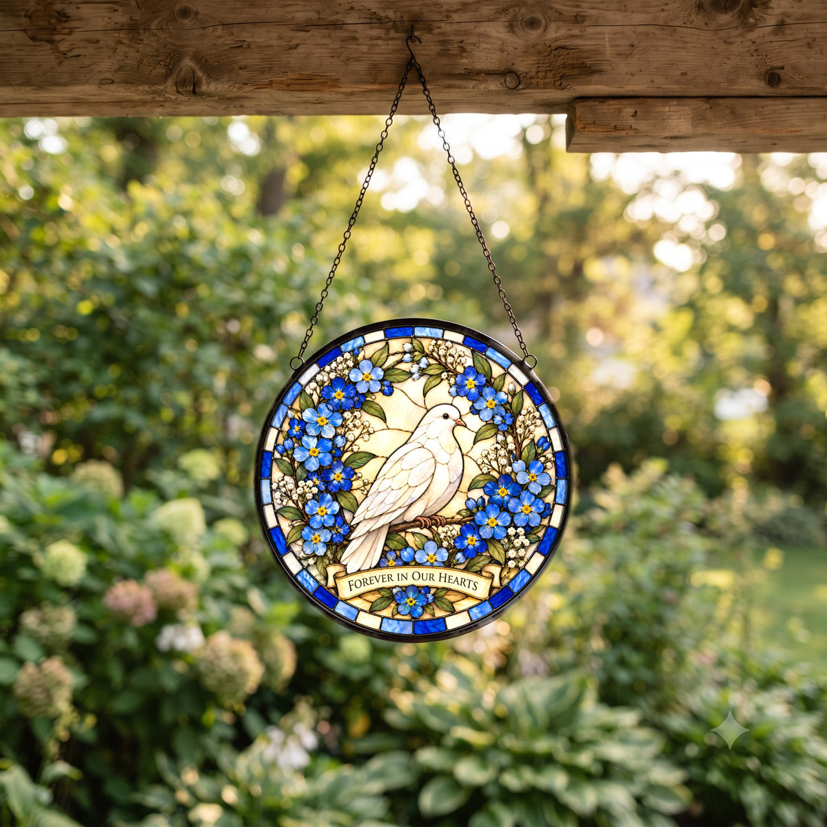 Dove of Remembrance Suncatcher, Glass Memorial Window Ornament