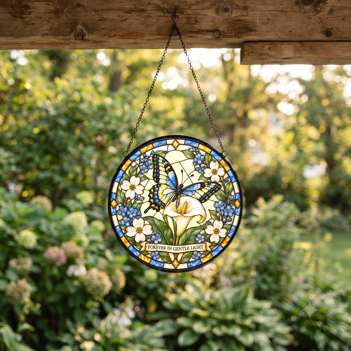 Whispers of Peace Butterfly Memorial Suncatcher Glass Window Ornament