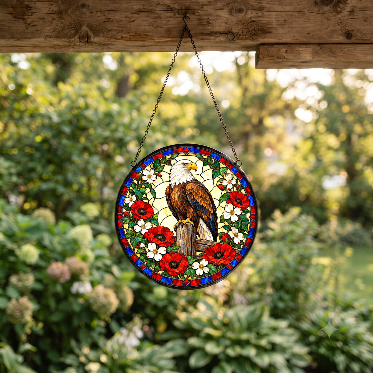 Majestic Eagle Americana Suncatcher Glass Window Ornament
