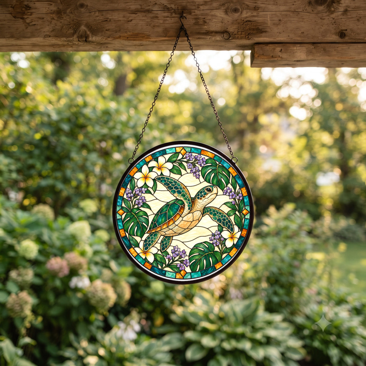 Serene Sea Turtle Suncatcher Coastal Hanging Window Ornament