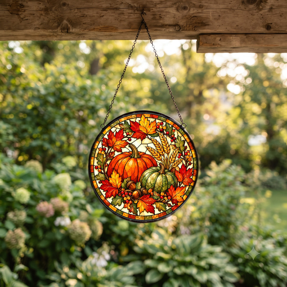 Harvest Heirloom Pumpkins Suncatcher, Autumn Window Decor Ornament