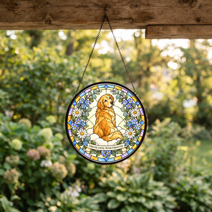 Peaceful Meadow Pet Memorial Suncatcher Dog Ornament Glass Window Hanging