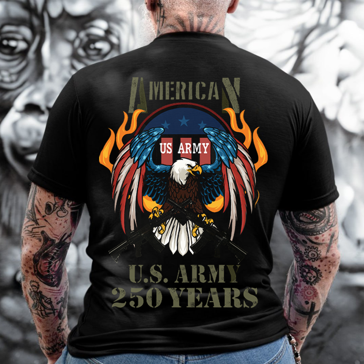 US Army 250 Years Eagle Graphic T-shirt- American Military Pride Shirt - Perfect Gift for Veterans and Army Supporters