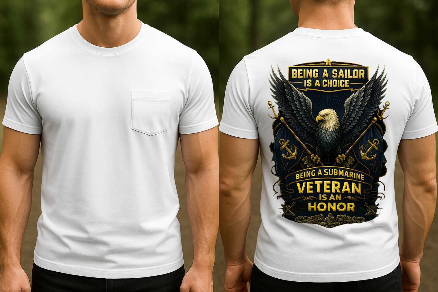 Being a Submarine Veteran Is an Honor POCKET T-SHIRT, Proud US Navy Sailor Military Eagle Tee