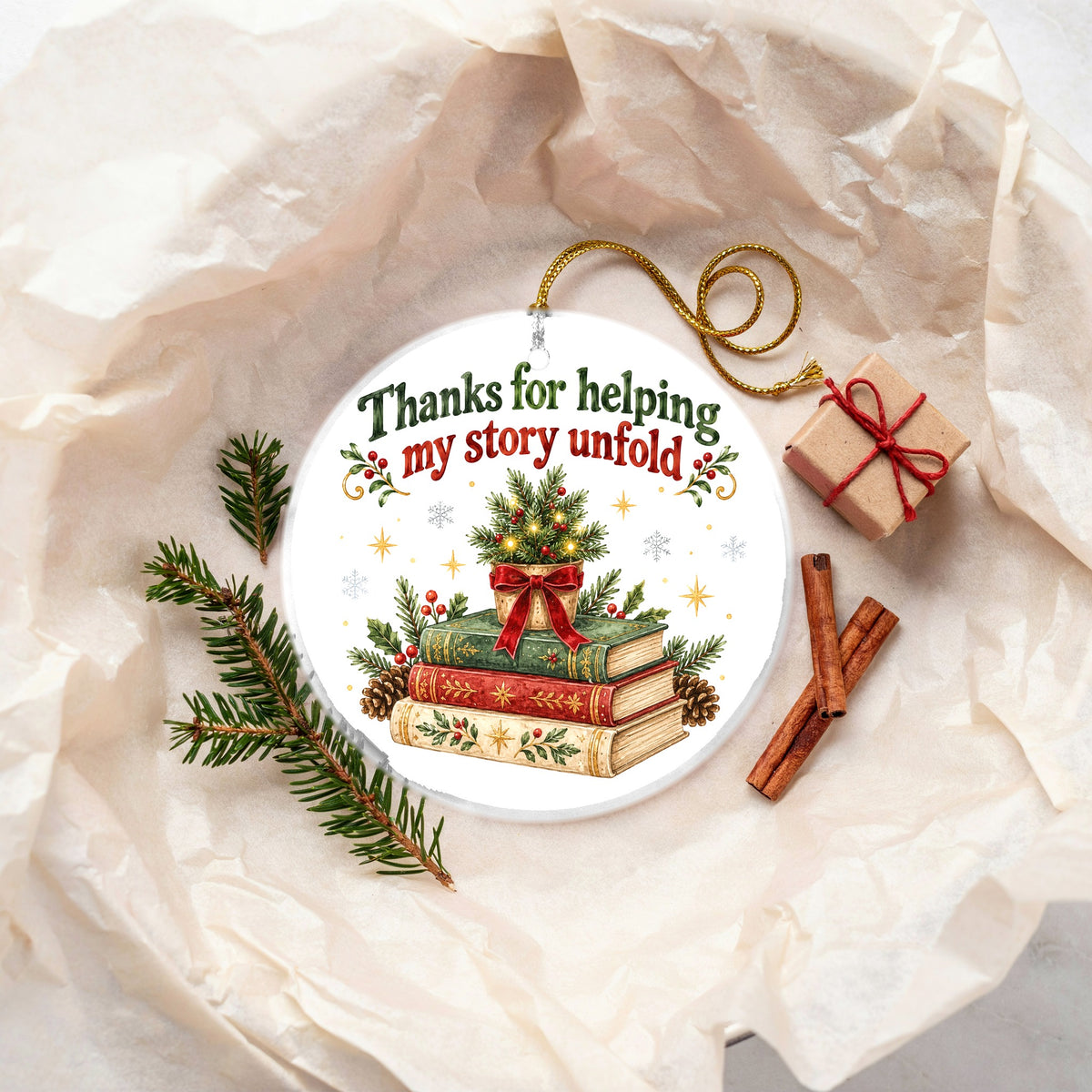 Storybook Seedling Teacher Tribute Christmas Ceramic Ornament