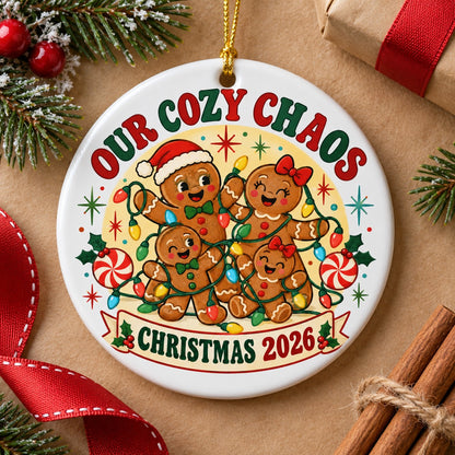 Tangled Gingerbread Family Christmas Ornament, Holiday Keepsake