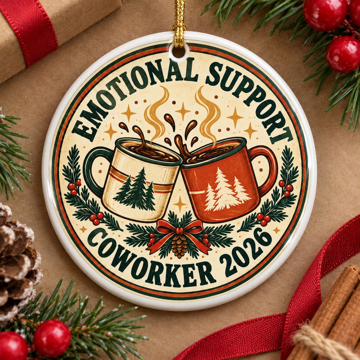 Emotional Support Coworker Christmas Ornament, Holiday Colleague Gift