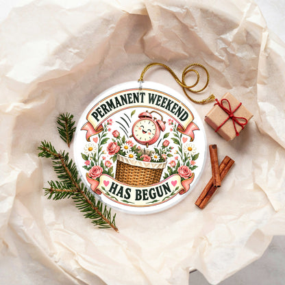 Permanent Weekend Ceramic Retirement Christmas Ornament