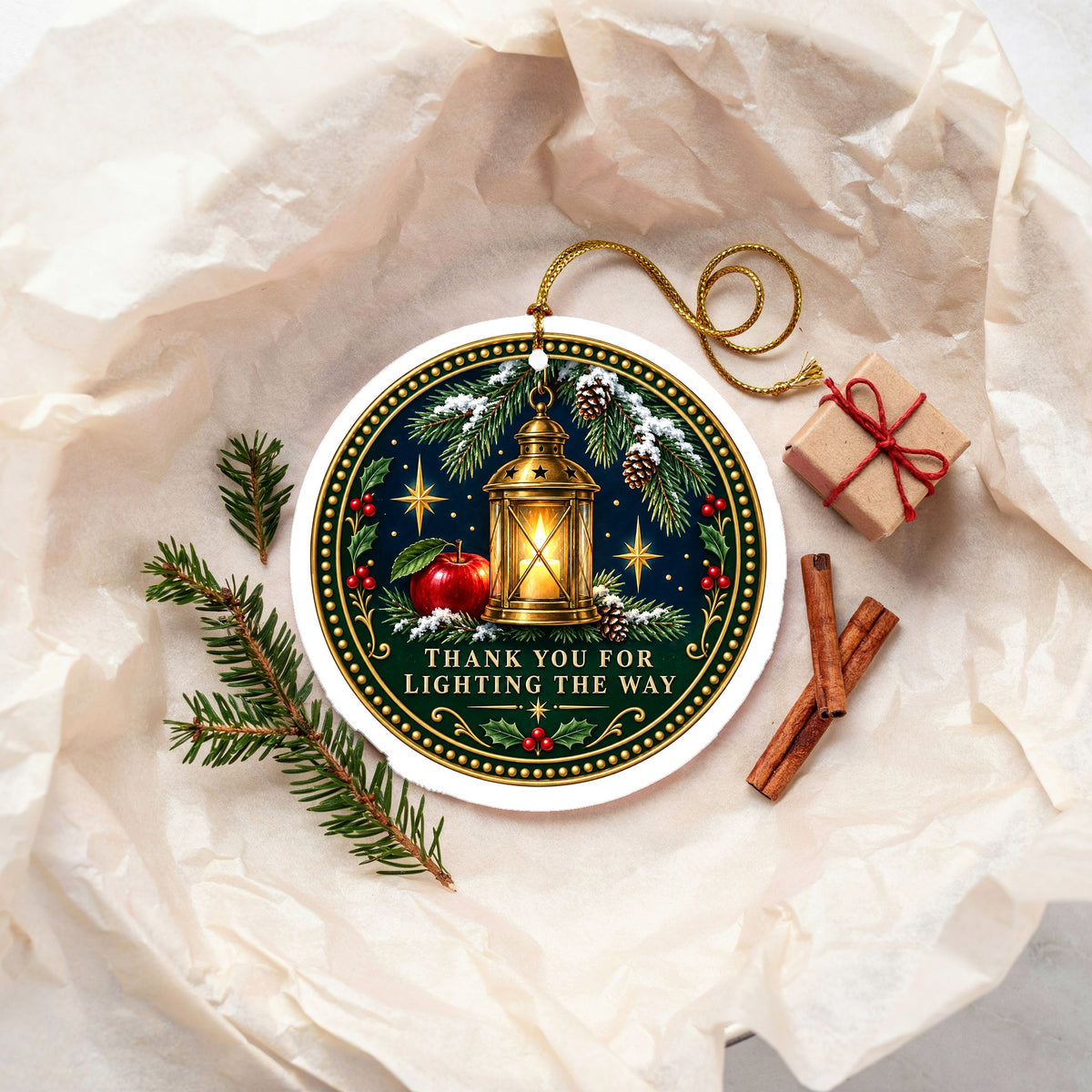Guiding Lantern Teacher Keepsake Ceramic Holiday Ornament