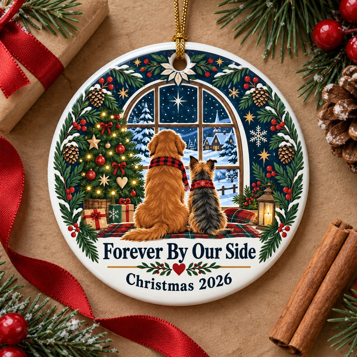 Forever by Our Side Dog Keepsake Ceramic Christmas Ornament