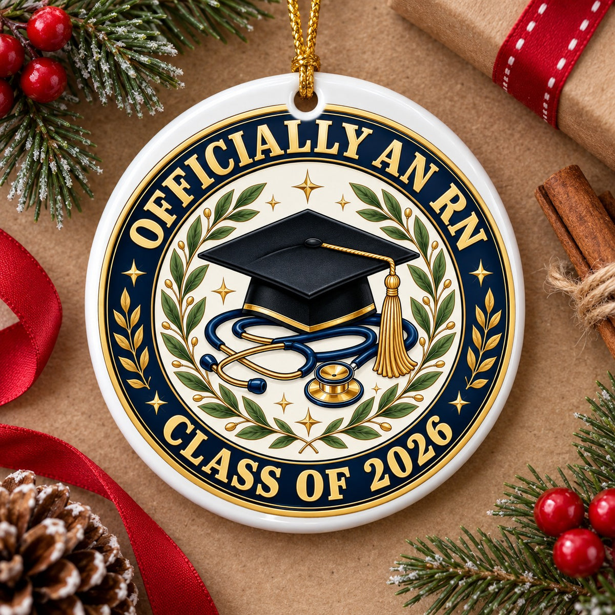 Nurse Graduation Class of 2026 Ceramic Christmas Ornament