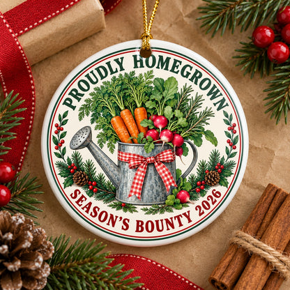 Proudly Homegrown Garden Harvest Ceramic Christmas Ornament