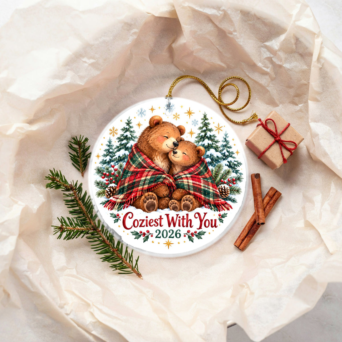 Cozy Winter Bears Christmas Ornament, Couples Holiday Keepsake