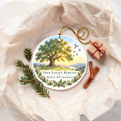 Retirement Legacy Oak Tree Ceramic Ornament, Coworker Farewell Keepsake
