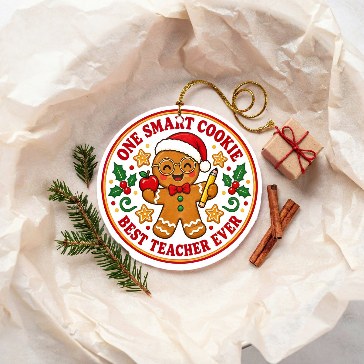 Smart Cookie Teacher Christmas Ornament, Holiday Gift for Educators