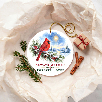 Winter Cardinal Memorial Keepsake Ceramic Christmas Ornament