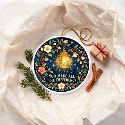 Folk Art Guiding Lantern Ceramic Christmas Ornament for Appreciation