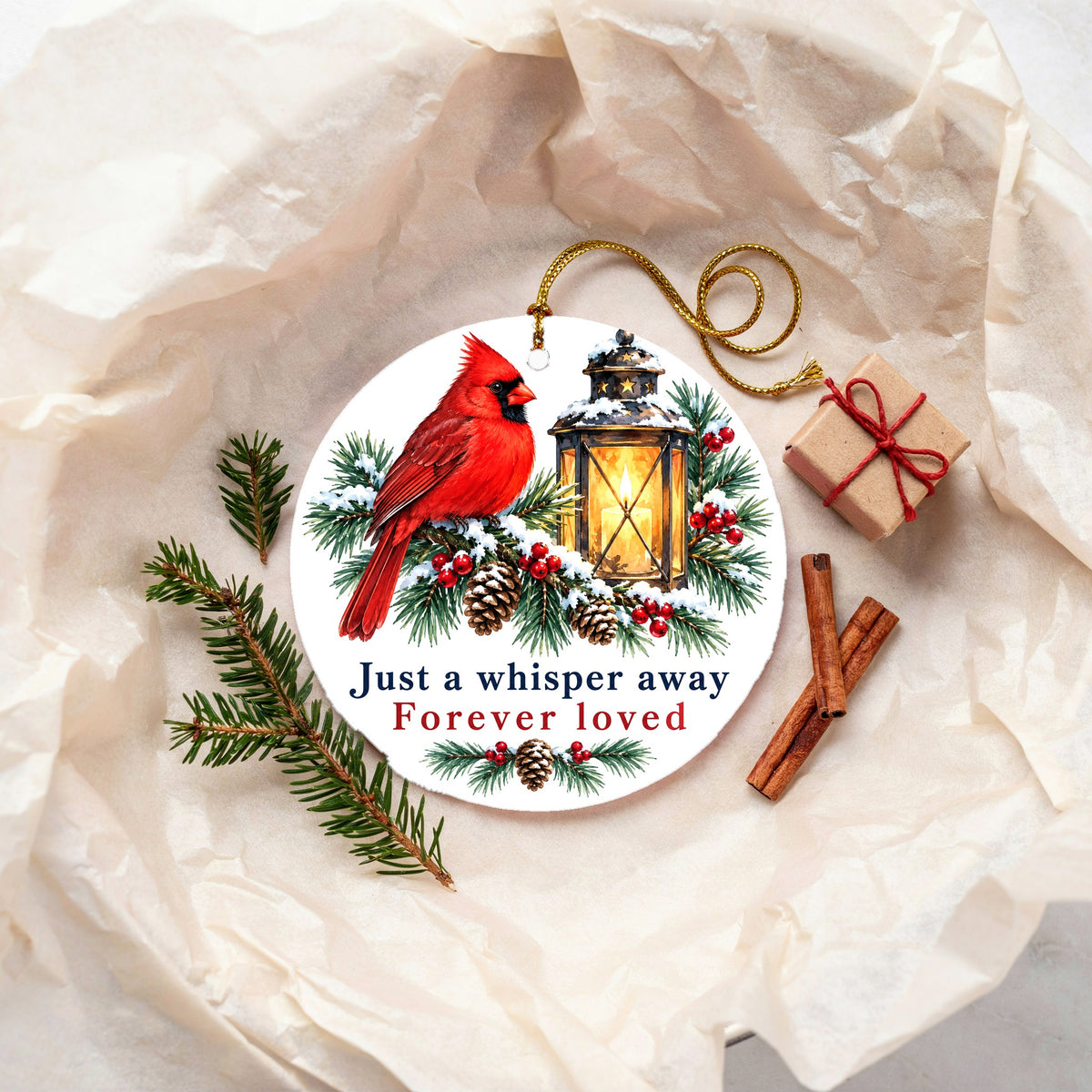 Whisper Away Memorial Cardinal Christmas Ornament Keepsake