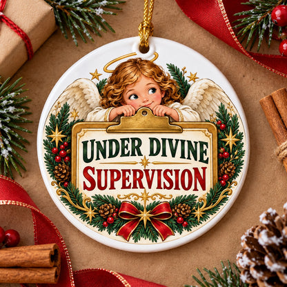 Divine Supervision Angel Ceramic Christmas Tree Ornament