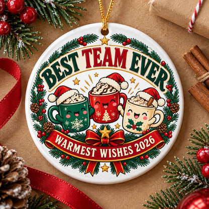 Holiday Mug Toast Team Appreciation Ceramic Christmas Ornament