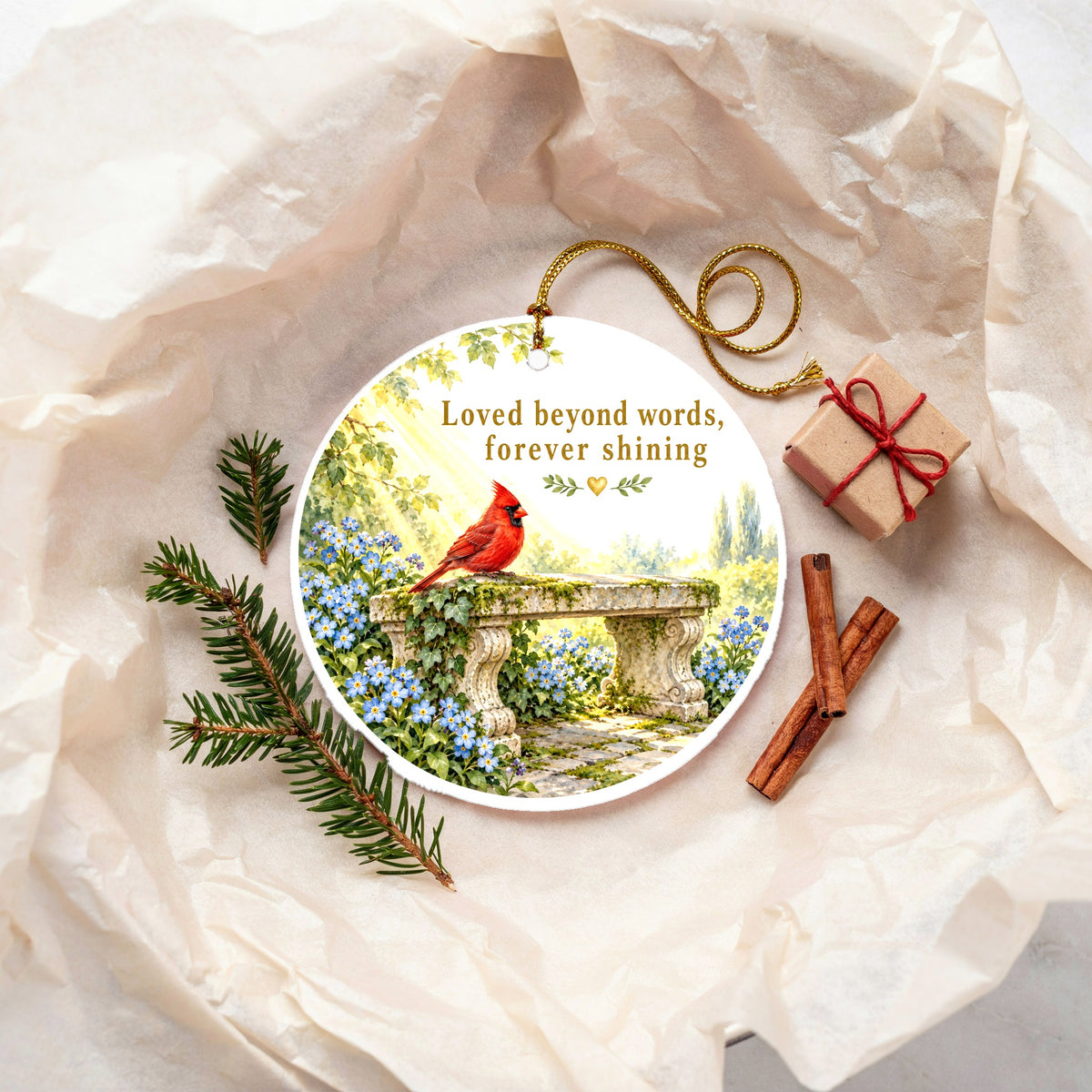 Morning Sunbeam Memorial Cardinal Ornament, Sympathy Bereavement Keepsake
