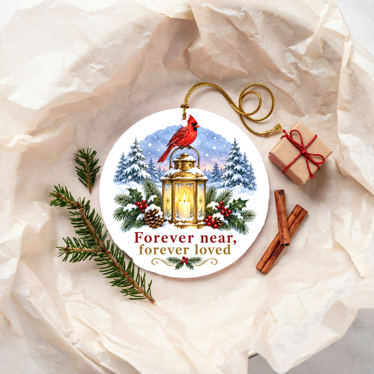 Lantern of Remembrance Memorial Christmas Ornament with Cardinal