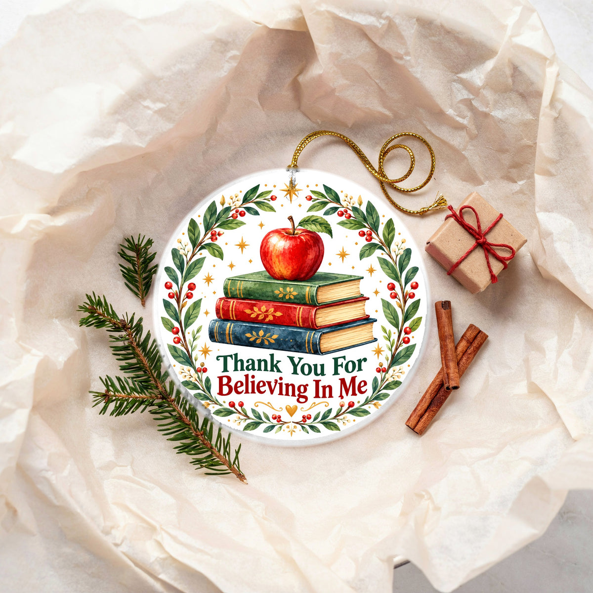 Storybook Blooms Teacher Keepsake Ceramic Christmas Ornament