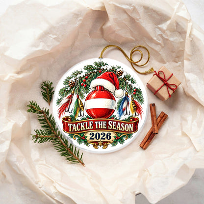 Tackle The Season Fishing Ceramic Christmas Tree Ornament