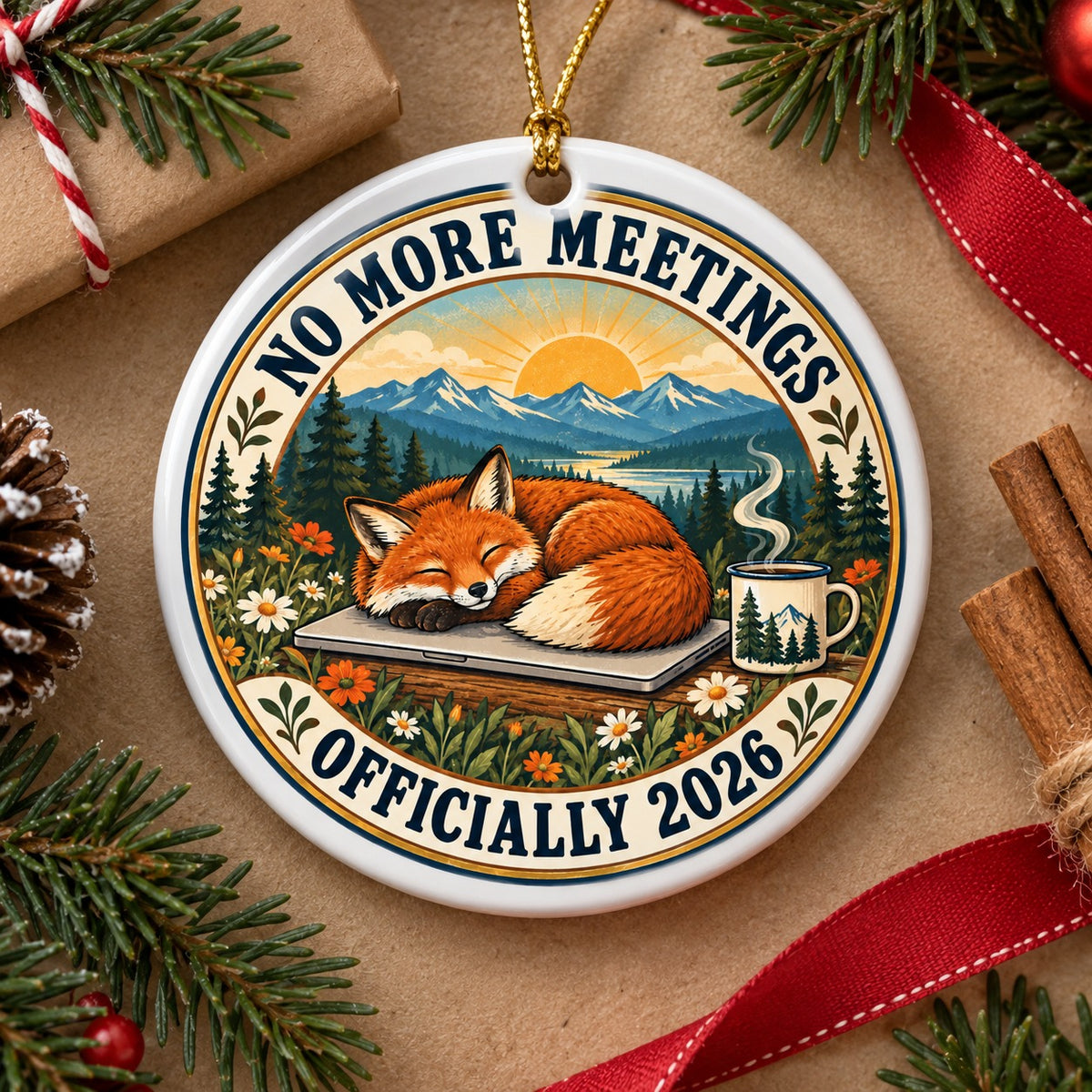 No More Meetings Retirement 2026 Ceramic Christmas Ornament Keepsake
