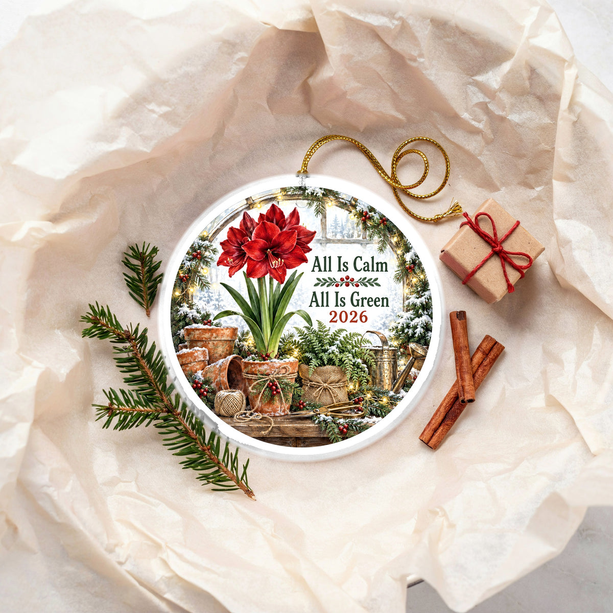 Potting Shed Holiday Glow Plant Lover Ceramic Christmas Ornament