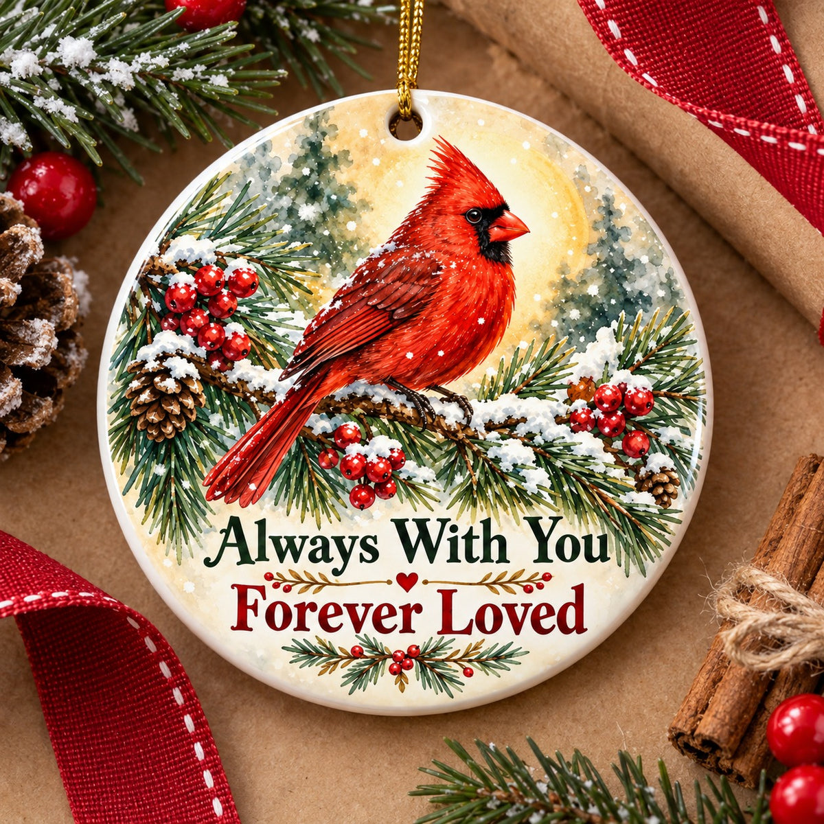 Cardinal Memorial Christmas Ornament, Always With You Keepsake